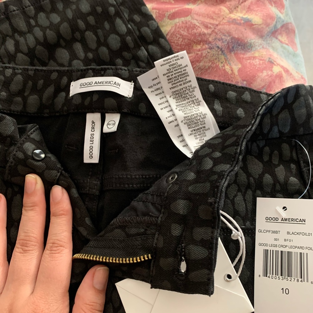 Good American Good Legs Crop Leopard Foil